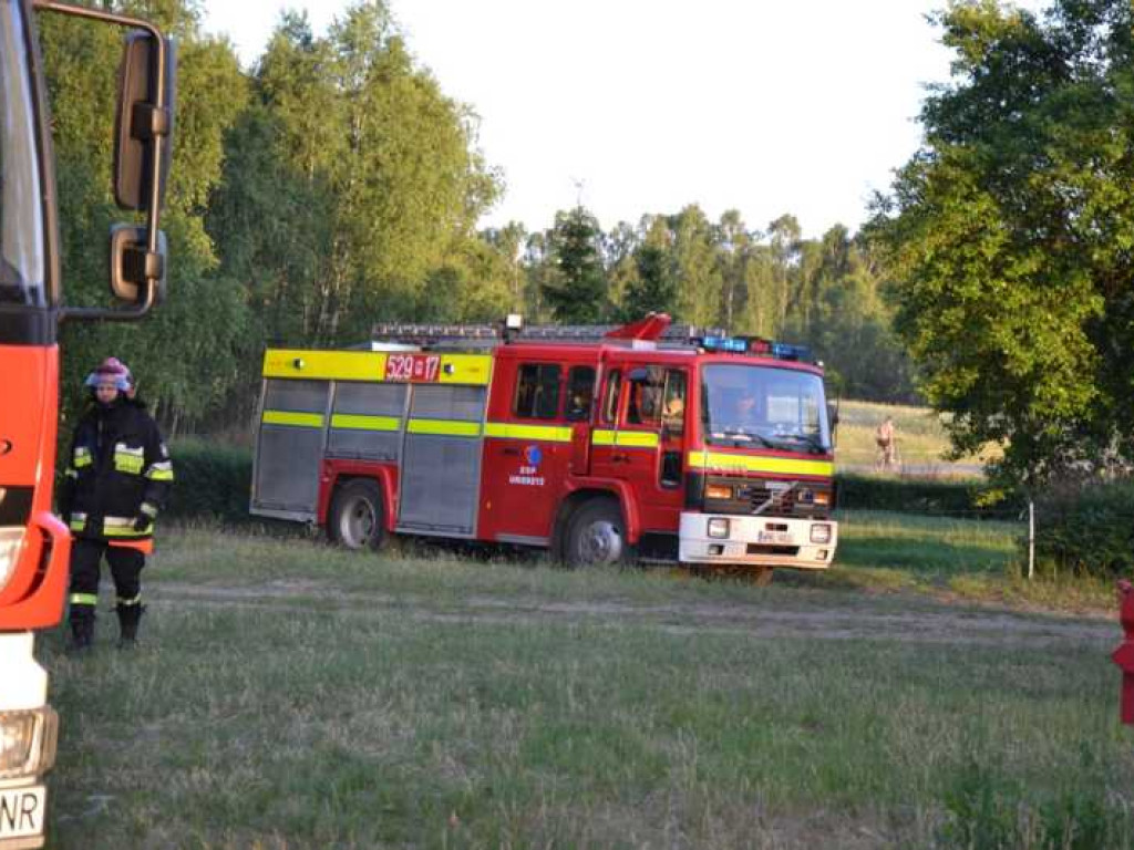 Pożar w gminie Strzegowo. Dym widoczny z odległości kilku kilometrów