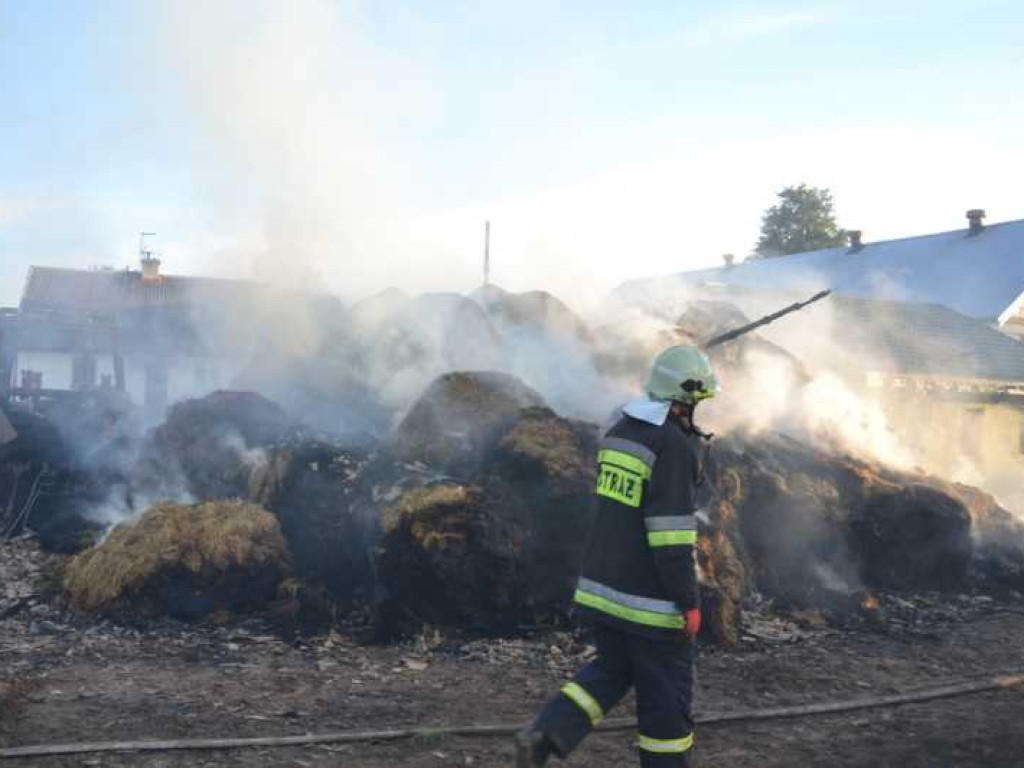 Pożar w gminie Strzegowo. Dym widoczny z odległości kilku kilometrów
