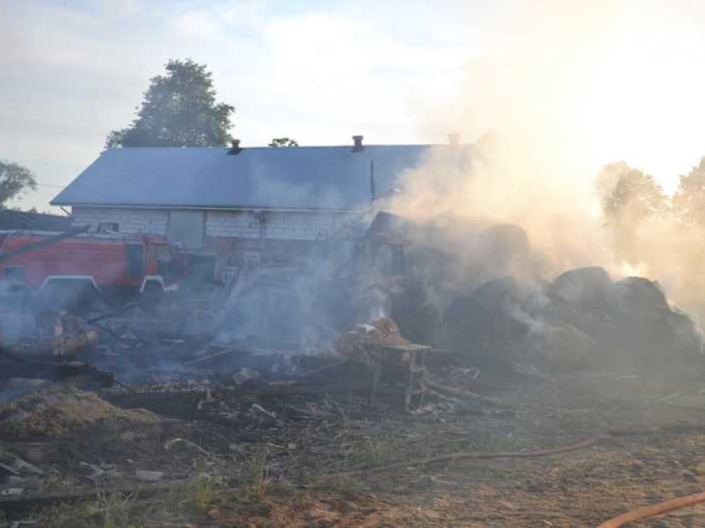 Pożar w gminie Strzegowo. Dym widoczny z odległości kilku kilometrów