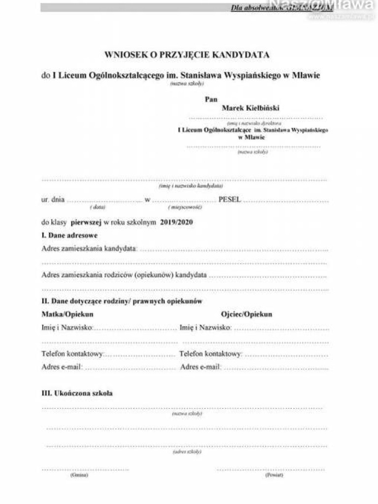 Rodzicu! Pobierz wniosek do szkoły średniej z naszamlawa.pl. Ruszył nabór