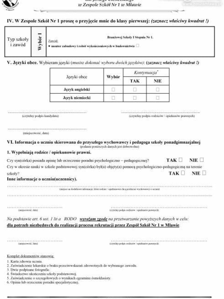 Rodzicu! Pobierz wniosek do szkoły średniej z naszamlawa.pl. Ruszył nabór