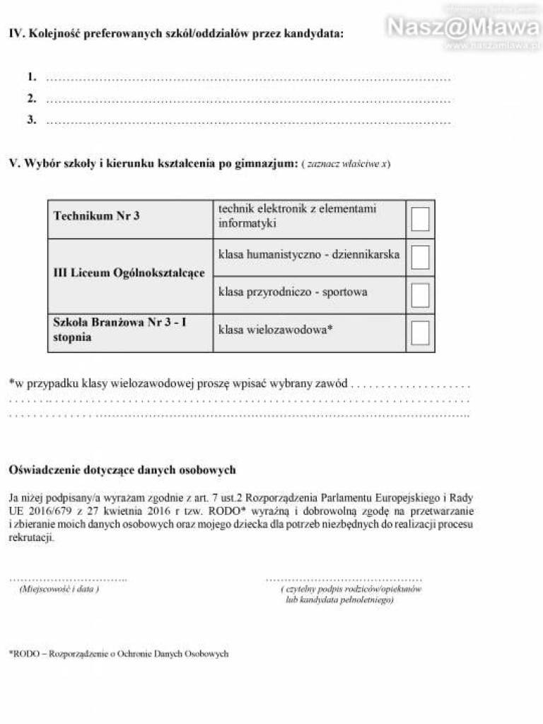 Rodzicu! Pobierz wniosek do szkoły średniej z naszamlawa.pl. Ruszył nabór