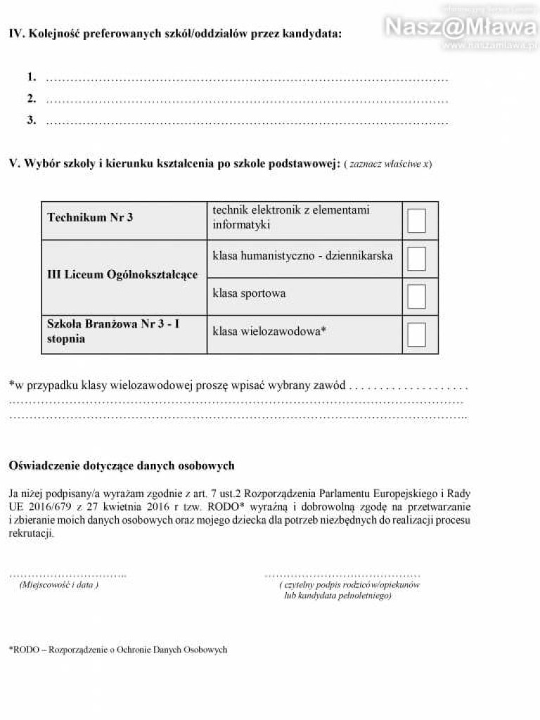 Rodzicu! Pobierz wniosek do szkoły średniej z naszamlawa.pl. Ruszył nabór
