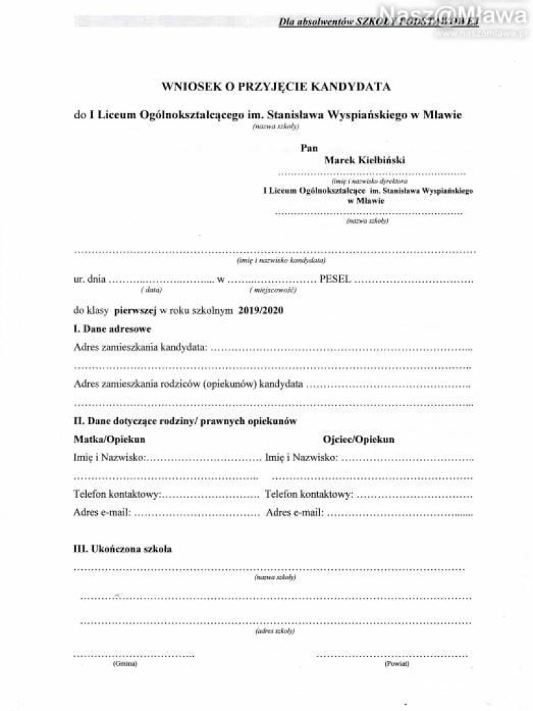 Rodzicu! Pobierz wniosek do szkoły średniej z naszamlawa.pl. Ruszył nabór