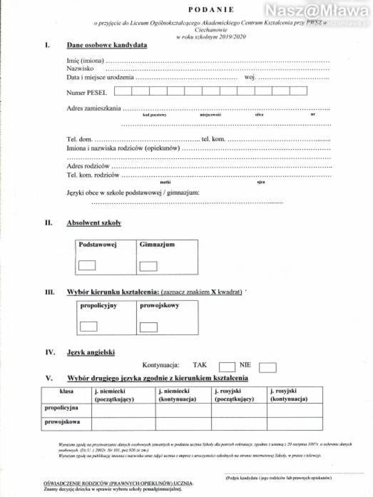 Rodzicu! Pobierz wniosek do szkoły średniej z naszamlawa.pl. Ruszył nabór