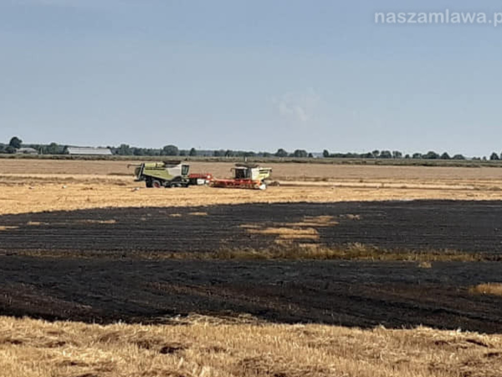 Uprawy  i samochód w ogniu (ZDJĘCIA)