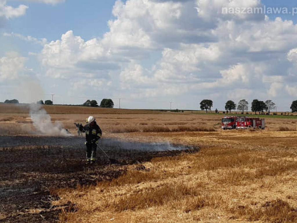 Uprawy  i samochód w ogniu (ZDJĘCIA)