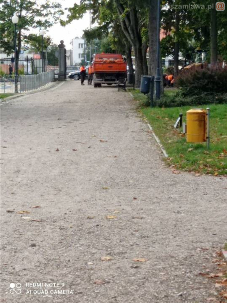 Ciężki sprzęt w parku (ZDJĘCIA)