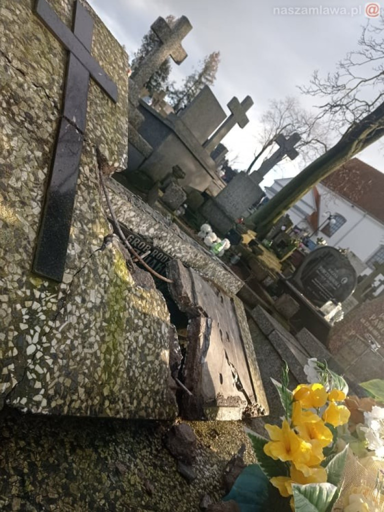 Duże zniszczenia na cmentarzu (Zdjęcia)