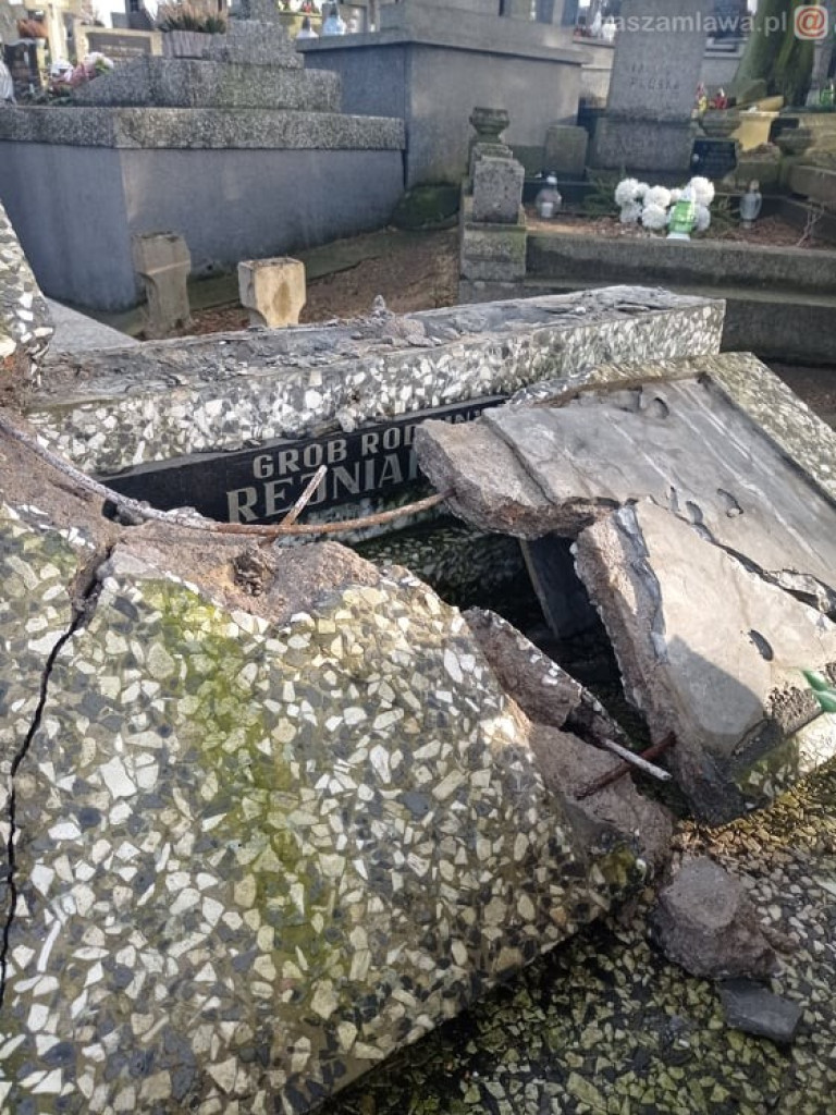 Duże zniszczenia na cmentarzu (Zdjęcia)
