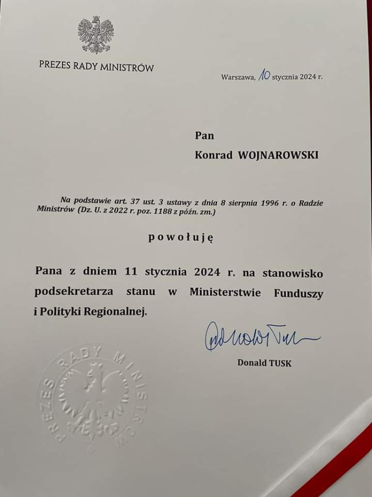 Konrad Wojnarowski wiceministrem