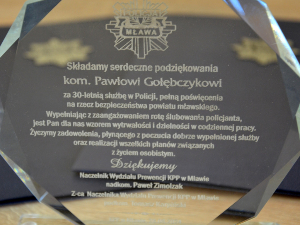 Pożegnanie ze służbą kom. Pawła Gołębczyka