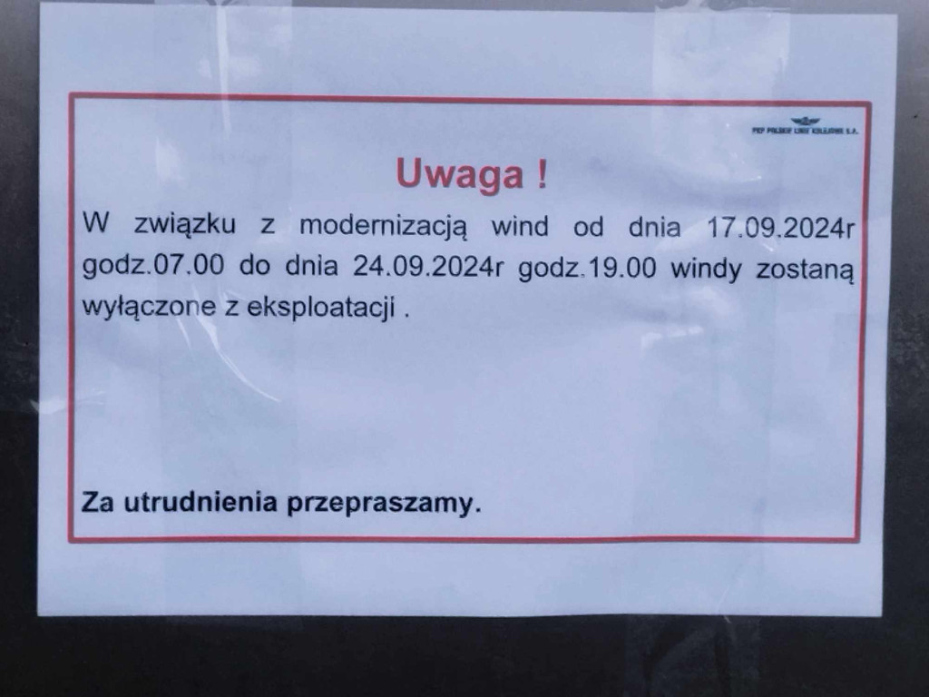 Renowacja na Stacji Mława. Windy nieczynne