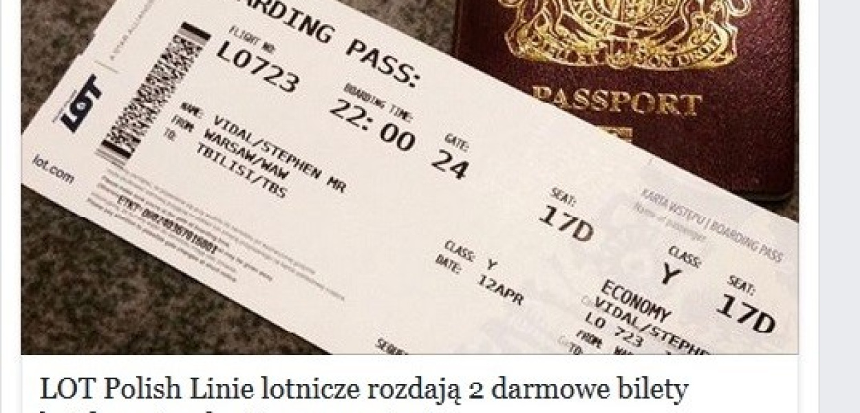 Uwaga! Darmowe bilety lotnicze to oszustwo