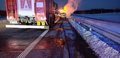 Mława. Samochód w płomieniach na siódemce