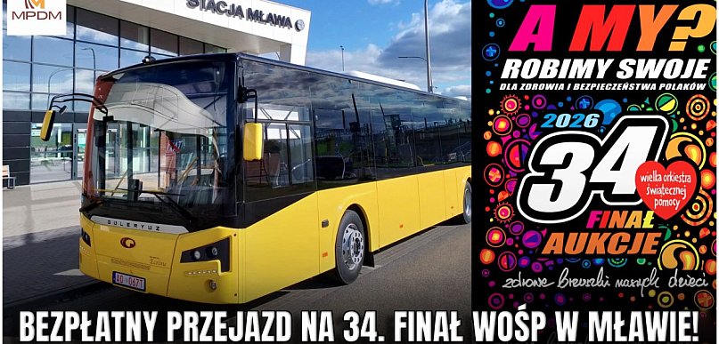 Żółty autobus na Finał WOŚP. Trasa przejazdu