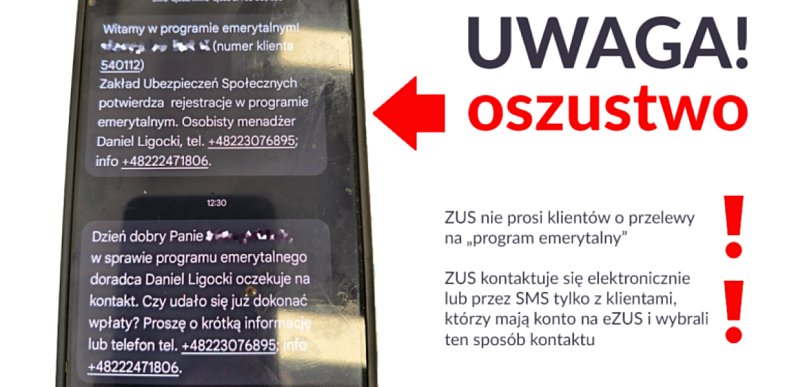 Oszuści podają się za pracowników ZUS, domagają się wpłaty pieniędzy