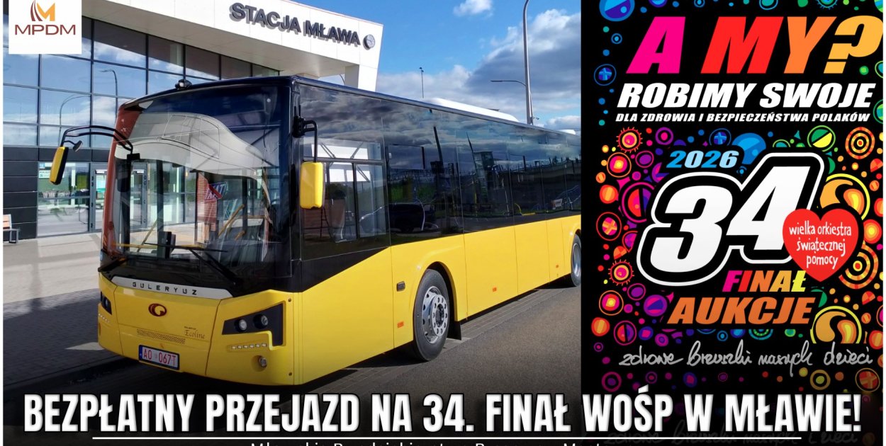 Żółty autobus na Finał WOŚP. Trasa przejazdu