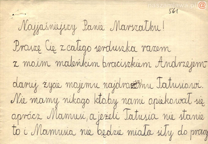 list dziecka z 1950 r