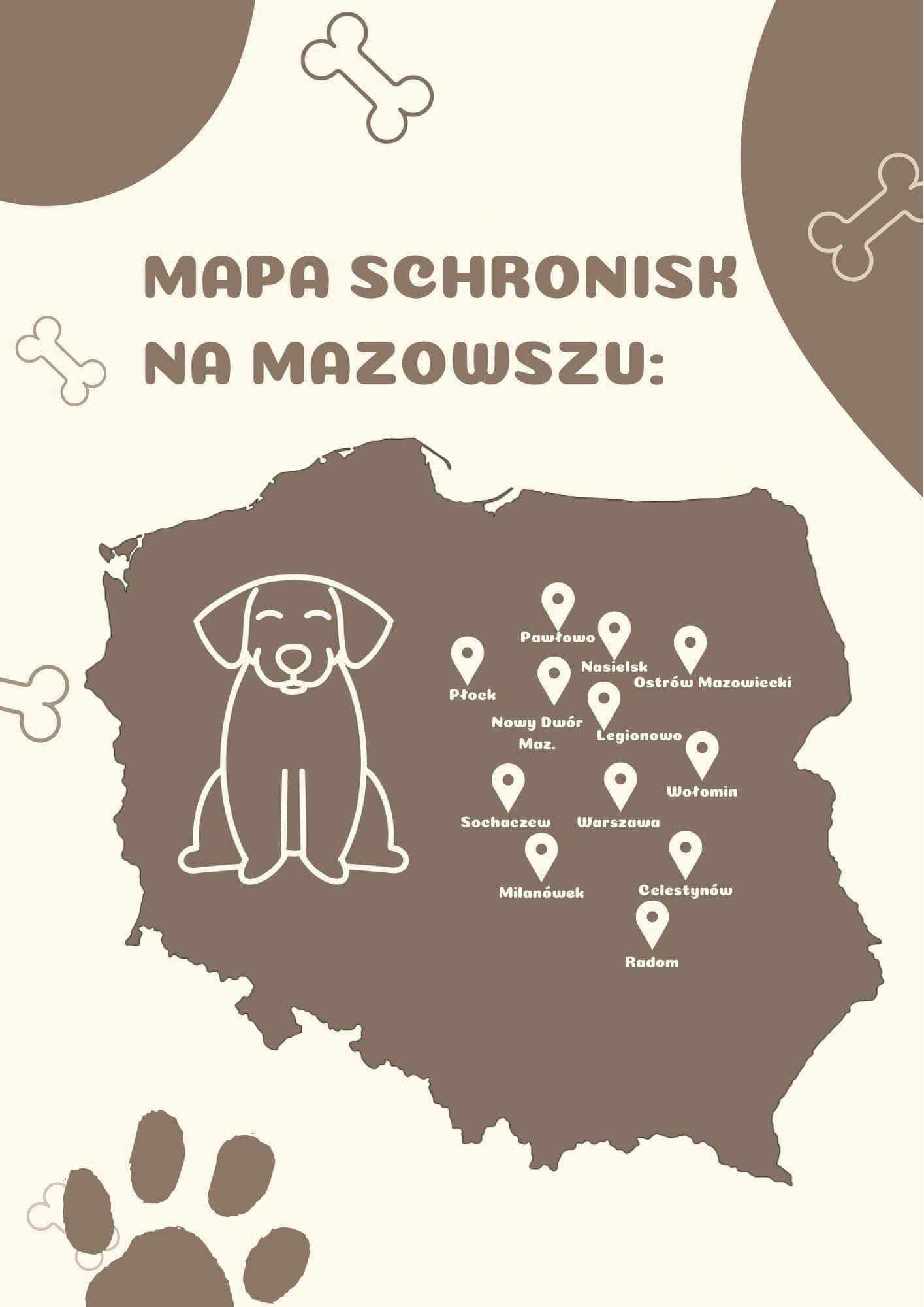 mapa schronisk mazowsze
